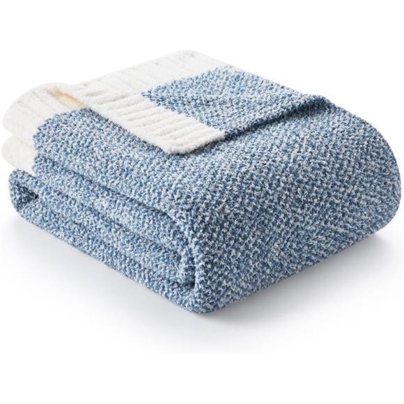 Blue Throw Blankets for Couch, Reversible Super Soft Warm Blankets - Picture 1 of 7